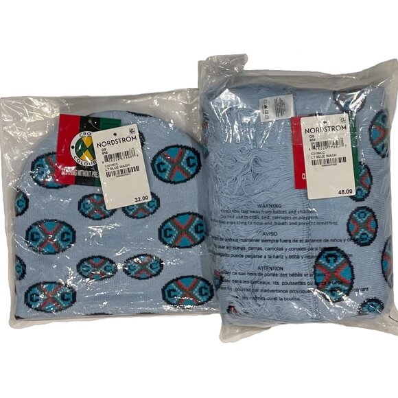 Cross Colours Beanie & Scarf Set — Logo Knit Light Blue — NWT Sealed Giftable - Picture 1 of 10